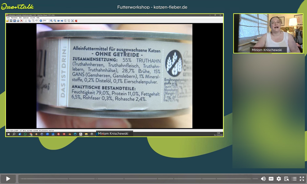 Aus dem letzten Workshop: Gemeinsame Analyse eines Katzenfutters